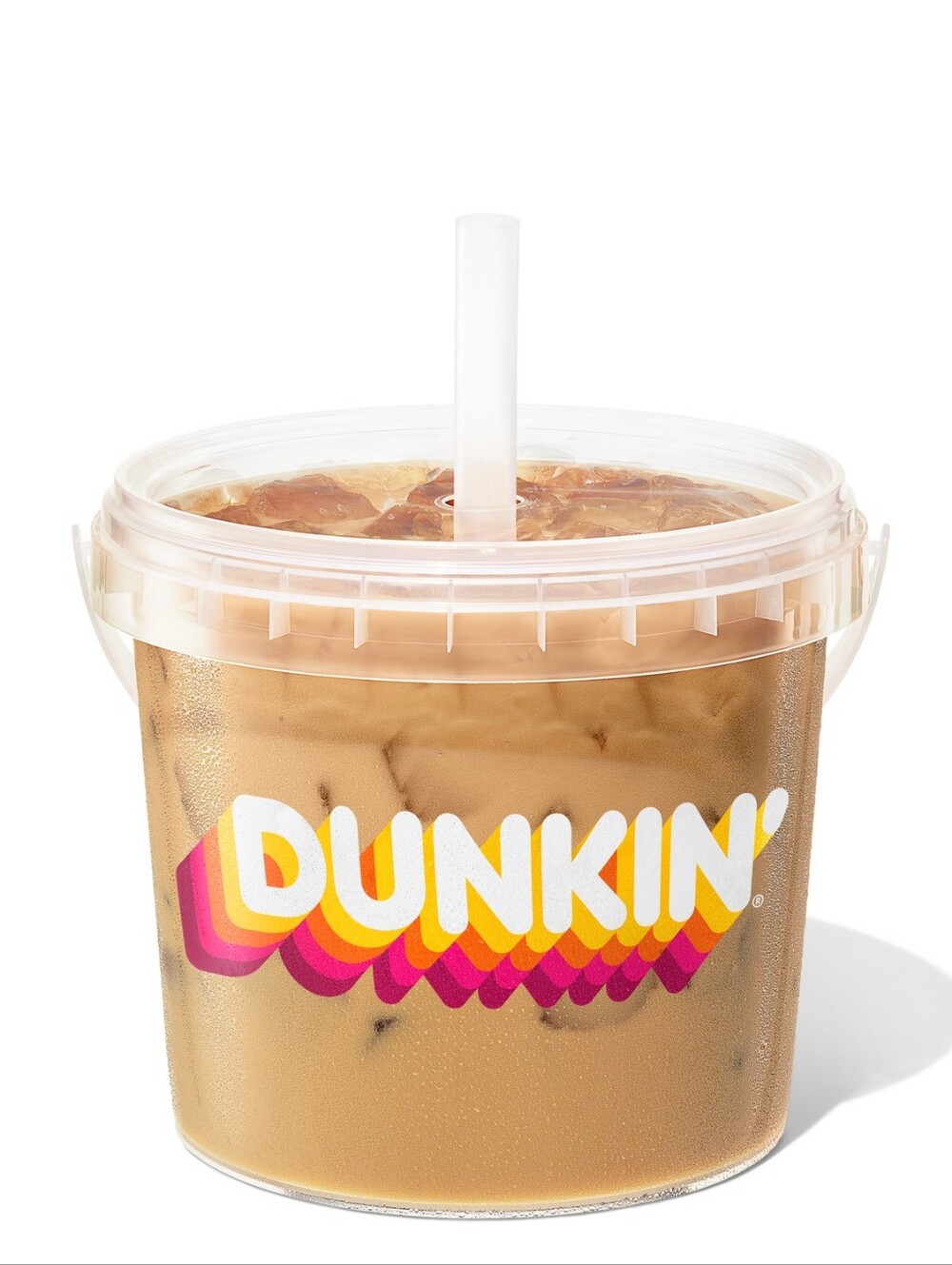 VIRAL Limited Edition Dunkin' Clear Reusable Bucket with Straw - 48 oz